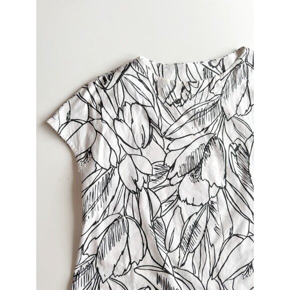 BRYN WALKER Ivy White Black Tulip Floral Cotton Oversized Tunic Top, Size S - Picture 7 of 14
